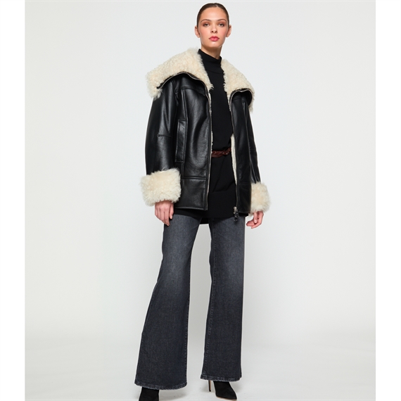 Dondup Montone Shearling Jakke, Sort